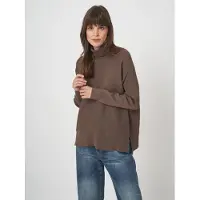REPEAT cashmere Oversized ribgebreide coltrui in katoenmix - Cacao - Heren -