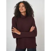 REPEAT cashmere Oversized ribgebreide coltrui in katoenmix - Merlot - Heren -