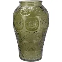 DK Design Bloemenvaas Circle - boeket vaas - glas - olijfgroen - 15 x 25 cm