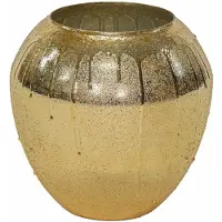 Mega Collections Vaas Oman Drip - goud - glas - druip effect - D31 x H31 cm - bloemenvaas