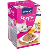 Vitakraft Poésie Création Malse Selectie Kattenvoer Kip, Kalkoen, Rund - 6x85g
