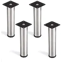 Sotech 4 stuks meubelpoot Lukas, RVS geborsteld, rond, diameter: 42 mm, hoogte: 200 mm, verstelbaar