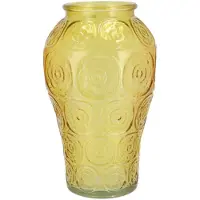 DK Design Bloemenvaas Circle - boeket vaas - glas - geel - 15 x 25 cm