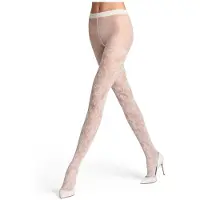Falke Sensual Boulevard gedessineerd materiaal transparent 30 DEN panty dames wit - maat S-M
