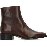 Manfield Donkerbruine leren enkellaarsjes | Maat 40
