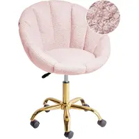 Beliani ANNABELLE - Bureaustoel - Pastelroze - Bouclé