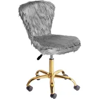 Beliani MARGATE - Bureaustoel - Grijs - Kunstbont