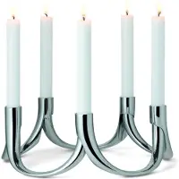 Philippi Kandelaar BOW 8 cm, voor 2 kaarsen, zilver,