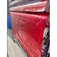 Promo Linge Kersttafelkleed van tafelzeil - Metallic Houlis Rood - Per meter