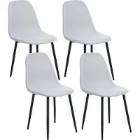 Beliani CRANDALL - Eetkamerstoel set van 4 - Lichtgrijs - Polyester