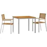 vidaXL Tuin Eettafel Set 3 st Massief acaciahout en roestvrij staal