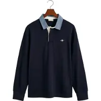 Gant trui rugby kraag donkerblauw