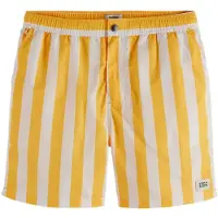 Scotch & Soda Heren Zwembroeken Striped Mid-length Swimshort - Geel - Maat XXL
