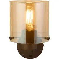 Searchlight Sweden 1-lichts wandlamp - Mocha metaal en amberglas