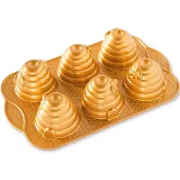 Nordic Ware Bijenkorf bakvorm 6 stuks ø 7 cm aluminium goudkleurig