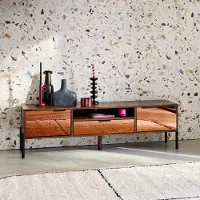 Sweeek Vintage walnoot TV meubel met houteffect 151,5 cm Walnoot