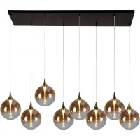 Searchlight 8-lichts hanglamp Alchemy amber glas