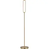 Searchlight LED-vloerlamp Mod, dimbaar, messing / goud, Woon-/ Eetkamer, metaal, LED vloerlamp