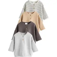 Next Shirt camel / chocoladebruin / grijs gemĂȘleerd / wit