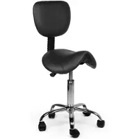 Office Zadelkruk rugleuning laag harde wielen zw