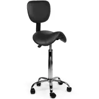 Office Zadelkruk rugleuning hoog harde wielen zw
