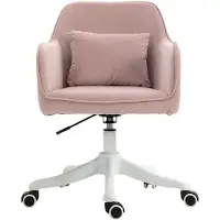 Merax Massage Bureaustoel Roze Fluweel Met Vibratie Verstelbare Armleuningen Draaistoel Met USB Ergonomisch Thuiswerkstoel