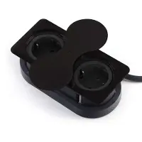 Sotech Dubbele, ingebouwde stopcontact hoekig zwart met 2x Schuko