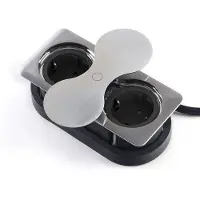 Sotech Dubbele, ingebouwde stopcontact hoekig Roestvrij staal optiek geborsteld met 2x Schuko