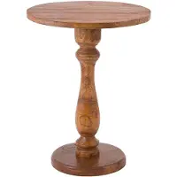 CLP Adamsville Bijzettafel - rond - hout - 50 cm diameter - voor woonkamer en eetkamer - Mindihout met tafelblad - bruin