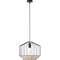 Brilliant Pendelleuchte Templo Schwarz/Natur Ø37cm max. 40W E27 kürzbar