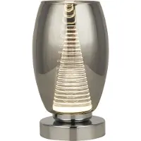 Searchlight LED-tafellamp Cyclone, alu / grijs / zink, Woon-/ Eetkamer, Glas, Modern, LED tafellamp