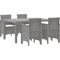vidaXL Tuin Eettafel Set 5 st Lichtgrijs Polt riet