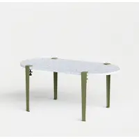 TIPTOE Venezia Oblong Gerecyclede Kunststof Koffietafel - 100 x 50 cm Khaki Green