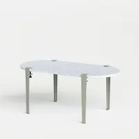 TIPTOE Venezia Oblong Gerecyclede Kunststof Koffietafel - 100 x 50 cm Eucalyptus Grey