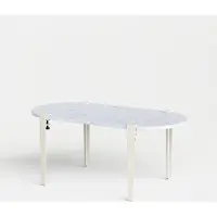TIPTOE Venezia Oblong Gerecyclede Kunststof Koffietafel - 100 x 50 cm White Cream