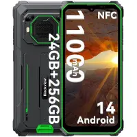 Blackview BV6200 Plus - Robuuste Smartphone - 32GB RAM - 128GB - 11000mAh - 6,56 inch - 4G Dual SIM - Android 15 - 98dB Ultra-luide luidspreker - NFC GPS - Groen