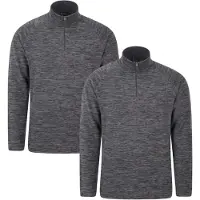 Mountain Warehouse Heren Snowdon Melange Fleece Top (Set van 2) (Zwart)