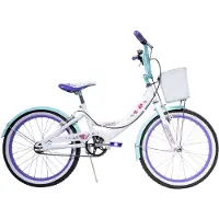 HUFFY Girly Girl 20 Inch Meisjesfiets 6-9 jaar - Inclusief mandje - Wit, Teal en Paars