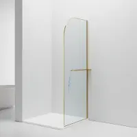 SaniGoods Arcana inloopdouche met handdoekhouder geborsteld goud 100x200cm