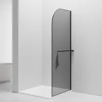 SaniGoods Arcana rookglas inloopdouche met handdoekhouder mat zwart 100x200cm