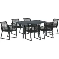 vidaXL Tuinset, 7-delig, zwart, polyrotan