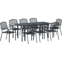 vidaXL Tuin Eettafel Set 9 st Antraciet Poedergecoat staal