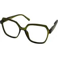 Vista Bonita Leesbril MIRA - Sterkte +4.00 - Kleur Army Green - Blauwlichtfilter - Unisex - Modern zeshoekig Design - Incl. etui en doekje