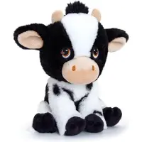 Keel Toys pluche knuffel Koe - zwart/wit - 18 cm - knuffeldier - Knuffel boederijdieren