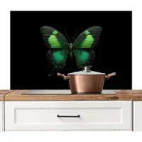 KitchenYeah Spatscherm keuken 100x65 cm - Kookplaat achterwand Vlinder - Groen - Opvallend - Muurbeschermer - Spatwand fornuis - Hoogwaardig aluminium