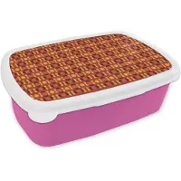 MuchoWow Broodtrommel Roze - Lunchbox Retro - Disco - Hippie - Multi - Brooddoos 18x12x6 cm - Brood lunch box - Broodtrommels voor kinderen en volwassenen