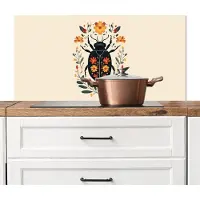 KitchenYeah Spatscherm keuken 100x50 cm - Kookplaat achterwand Bloemen - Oranje - Planten - Sierlijk - Muurbeschermer - Spatwand fornuis - Hoogwaardig aluminium