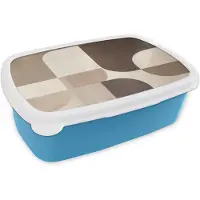 MuchoWow Broodtrommel Blauw - Lunchbox Geometrisch - Geweven structuur - Modern - Brooddoos 18x12x6 cm - Brood lunch box - Broodtrommels voor kinderen en volwassenen
