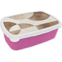 MuchoWow Broodtrommel Roze - Lunchbox Snijdende cirkels - Overlappende vlakken - Brooddoos 18x12x6 cm - Brood lunch box - Broodtrommels voor kinderen en volwassenen