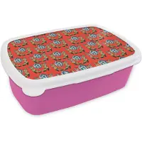 MuchoWow Broodtrommel Roze - Lunchbox Retro - Disco - Laarzen - Rood - Multi - Brooddoos 18x12x6 cm - Brood lunch box - Broodtrommels voor kinderen en volwassenen
